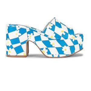 Larroude BlueWhite Checkered Daisy Miso SuperChunky Platforms NWOT Size 8.5